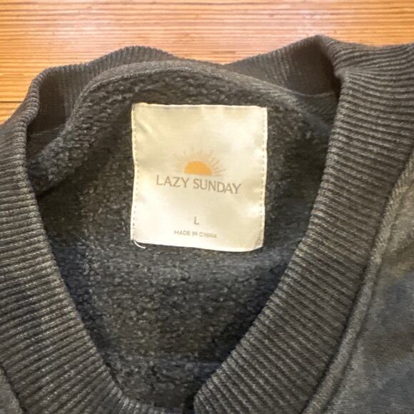 Lazy Sunday dark heather gray jeweled studded cropped crew sweatshirt SIZE L - Picture 3 of 6